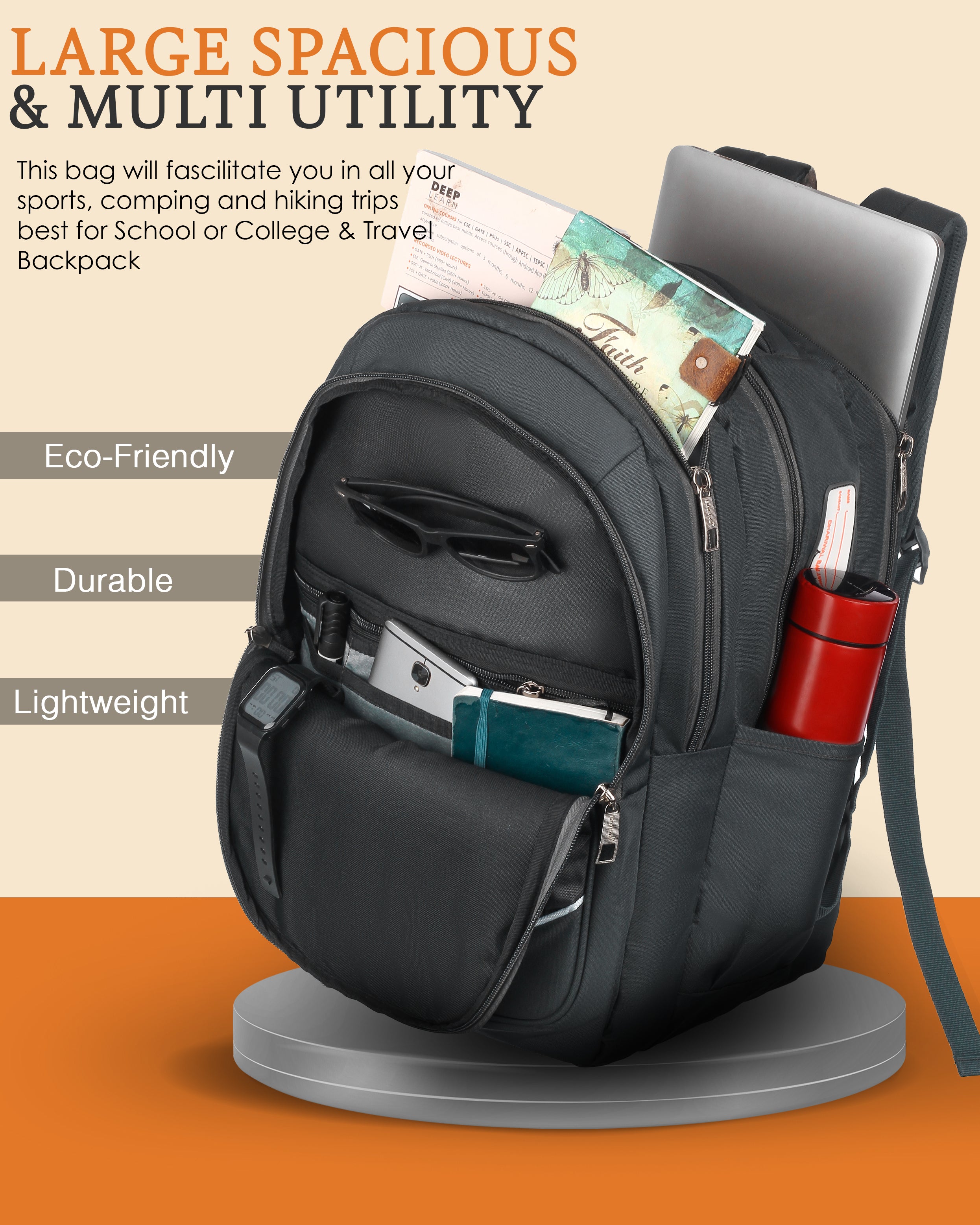 Dhariwal 28L BP-205 Travel/School/College/Office/Running Staff Bag For Men & Women