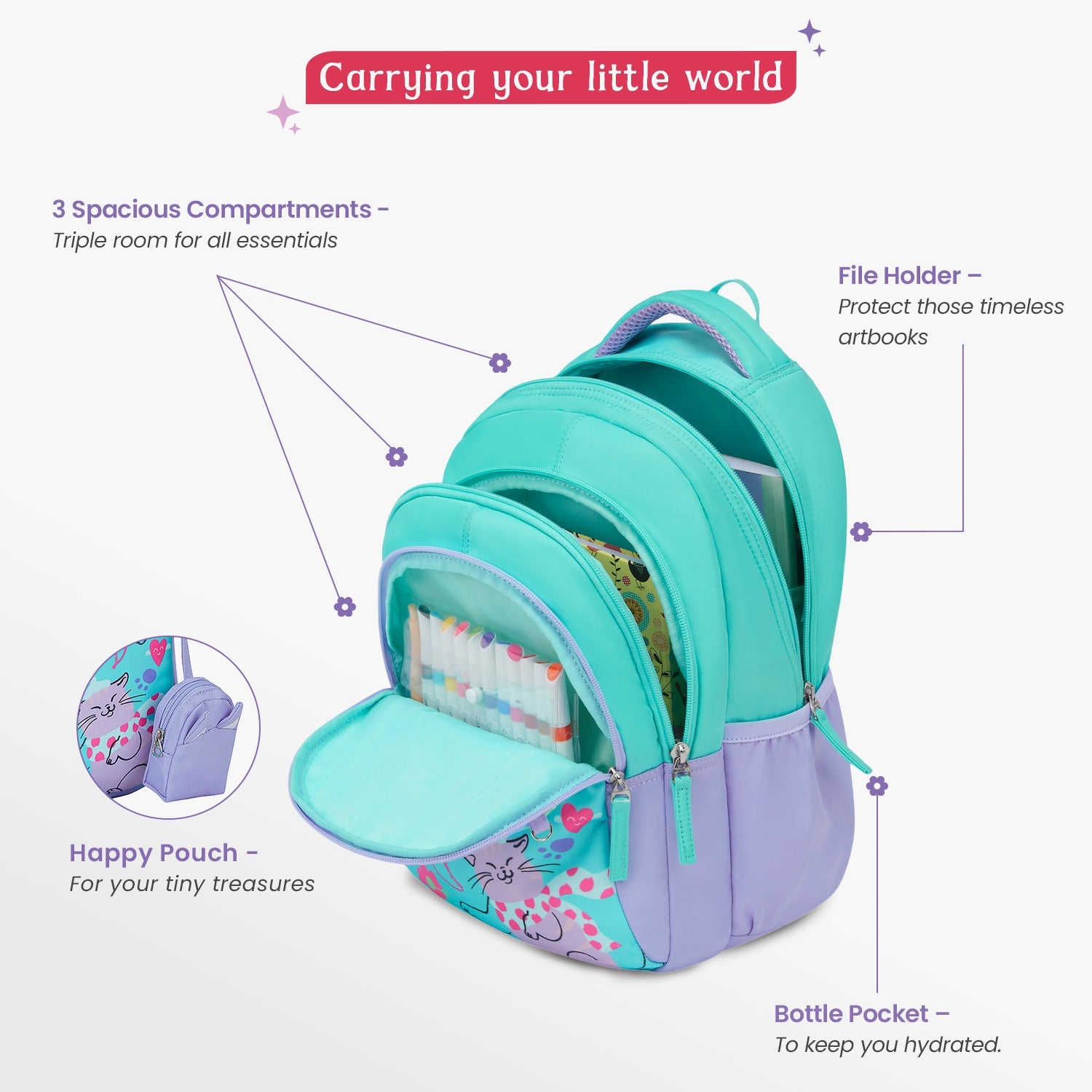 Purrfect Small Backpack for Kids-20L