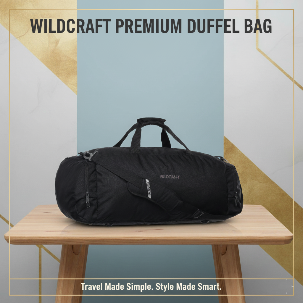 Wildcraft Duffle Bag, 45L Sleek Large Bag For Men&Women