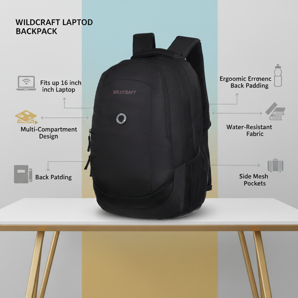Wildcraft Power Laptop Backpack 28L Travel/School/College/Office Bag For Men & Women