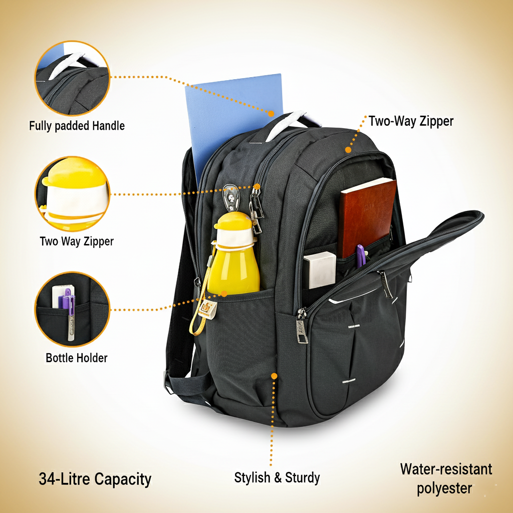 Dhariwal Backpack for Men & Women | Office, Travel, School, College bag| 34L BP-228