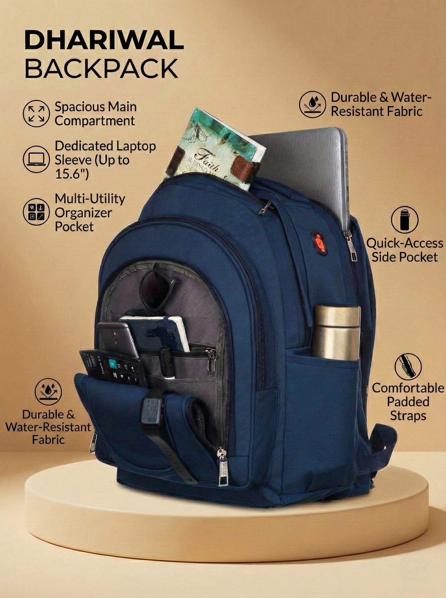 Dhariwal 38L BP -201  Unisex Backpack | Strong & Lightweight | Heavy Zipper