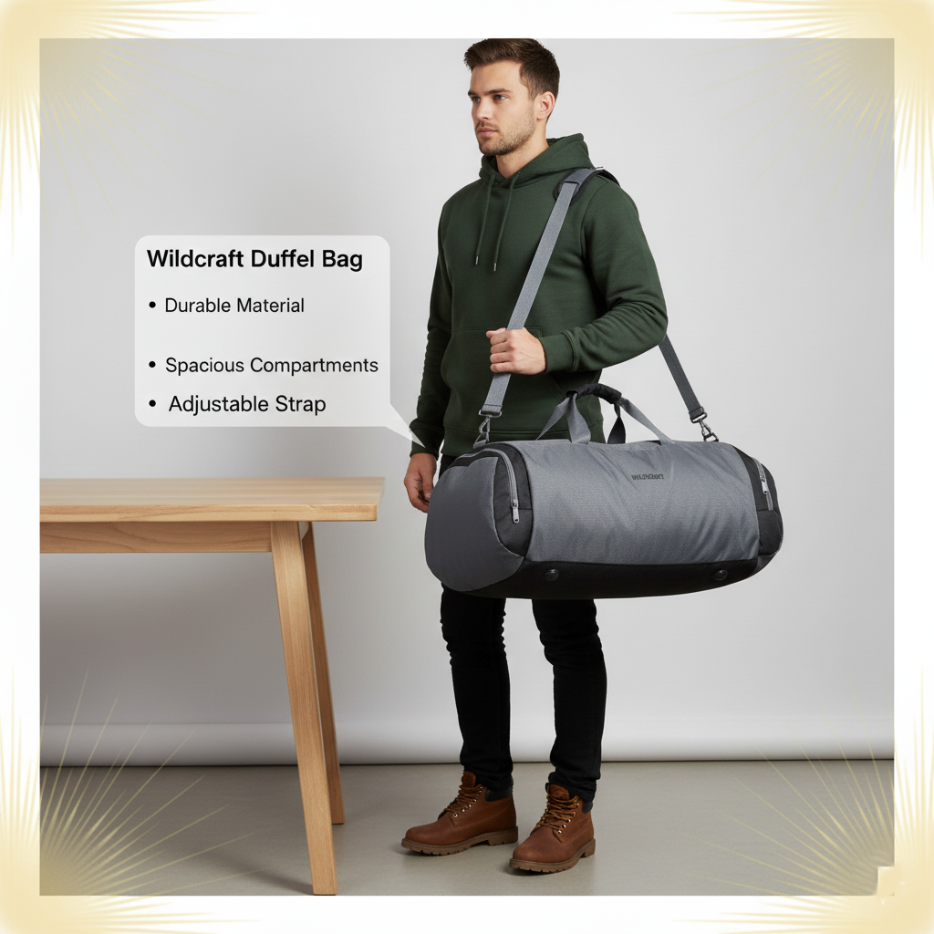 Wildcraft Duffle Bag, 45L Sleek Large Bag For Men&Women