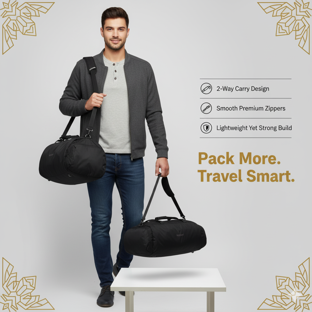 Wildcraft Duffle Bag, 53L Sleek Large Capacity Duffel | Sports, Gym, Trekking & Travel Bag For Men&Women