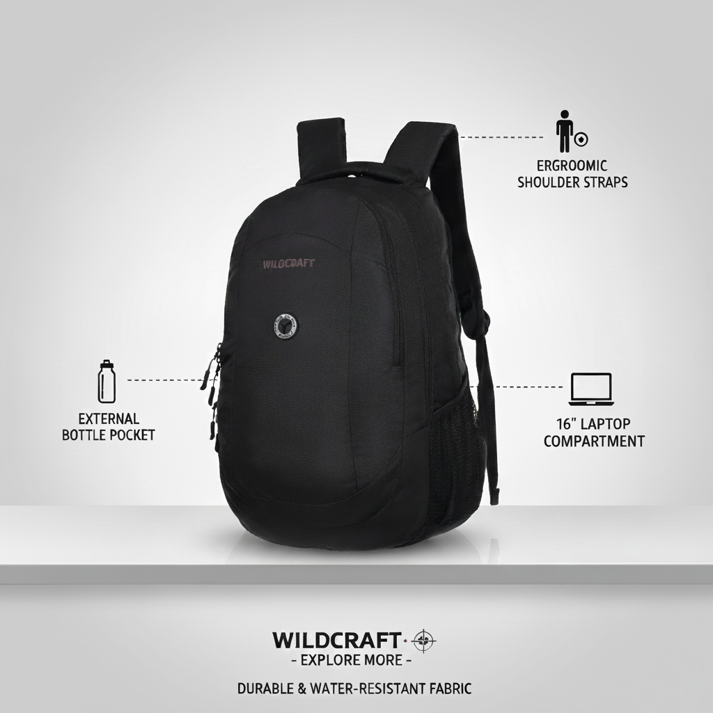Wildcraft Power Laptop Backpack 34L Travel/School/College/Office Bag For Men & Women