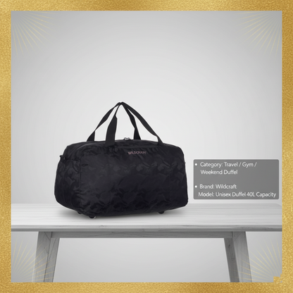 Wildcraft Duffle Bag, Shttur Nova 40Lit Large Capacity, Unisex Travel|Sports |Gym Bag