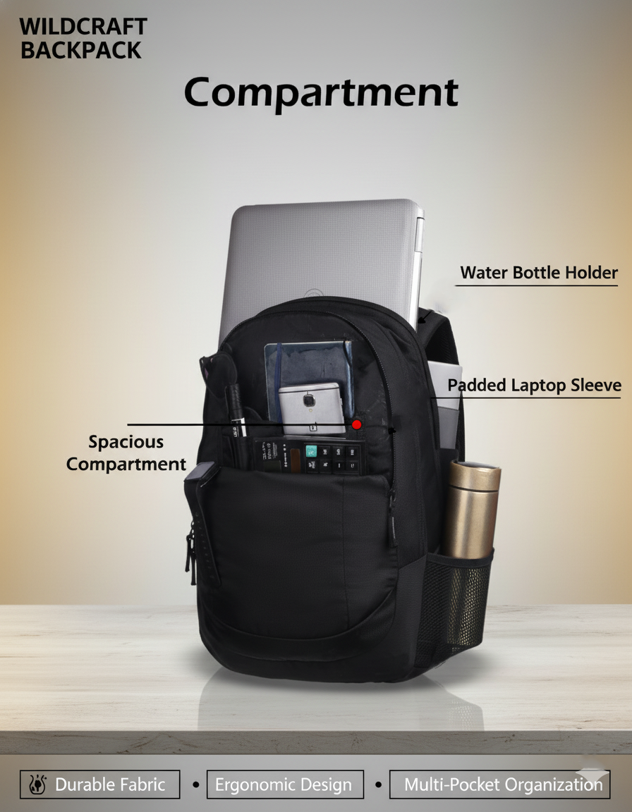 Wildcraft  Laptop Backpack 28L Bag For Men & Women