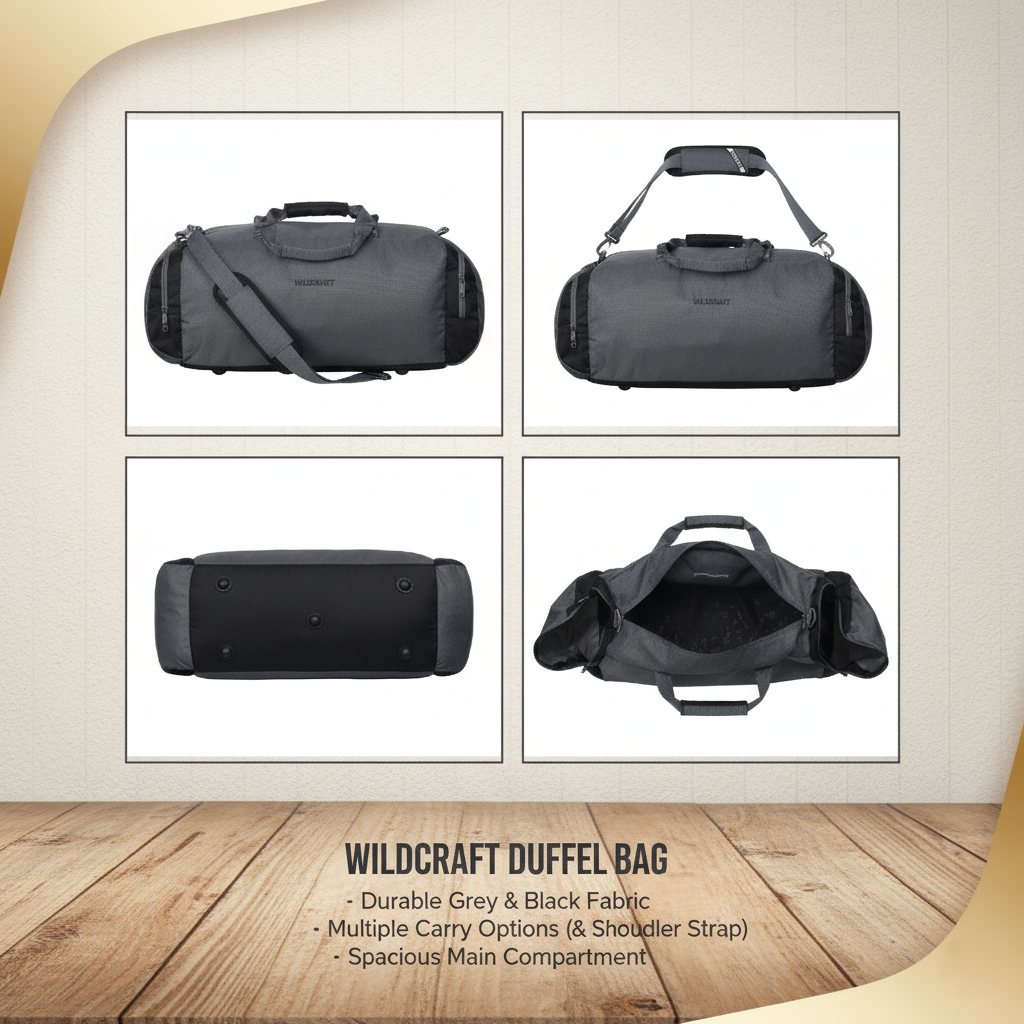 Wildcraft Duffle Bag, 45L Sleek Large Bag For Men&Women