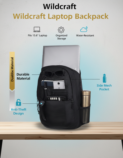 Wildcraft Power Laptop Backpack 28L Travel/School/College/Office Bag For Men & Women