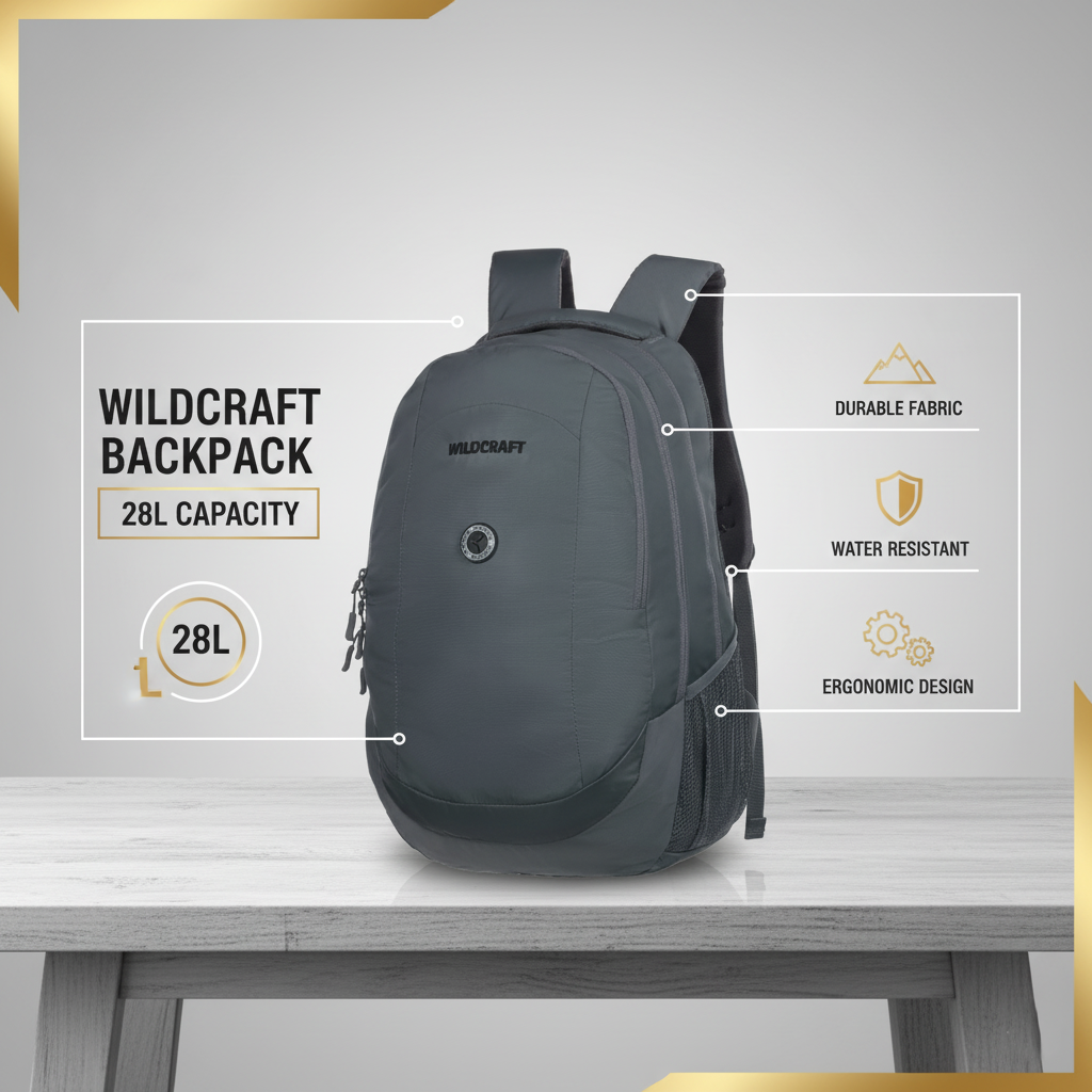 Wildcraft  Laptop Backpack 28L Travel/School/College/Office Bag For Men & Women