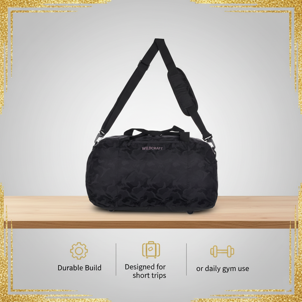 Wildcraft Duffle Bag, 40L Sleek Large Capacity Duffel | Sports, Gym, Trekking & Travel Bag For Men&Women ( Shttur Nova)