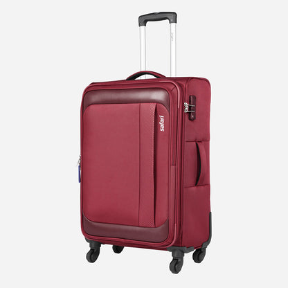 Red Safari Luggage Trolley Bag