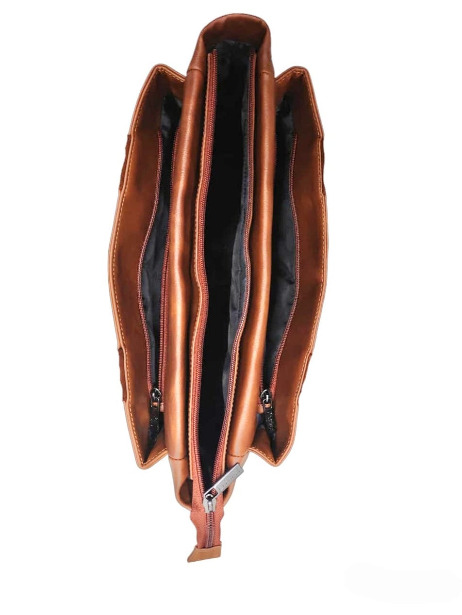 Dhariwal LAB-9916 Women’s Tote Handbag | 3 Main Compartments, 1 Side Zipper & Twin Handles | Premium PU Leather Bag