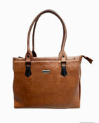 Dhariwal LAB-9916 Women’s Tote Handbag | 3 Main Compartments, 1 Side Zipper & Twin Handles | Premium PU Leather Bag