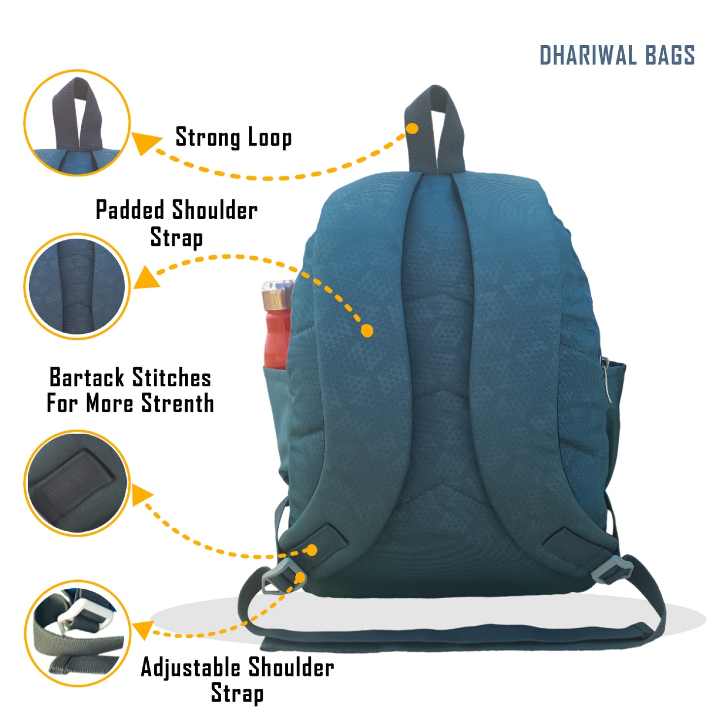 Dhariwal 27L BP-208 Unisex Backpack| Strong & Lightweight | Laptop compartment