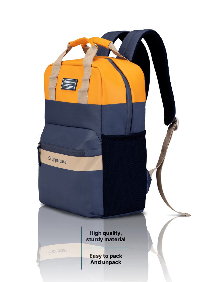 Uppercase Vegan Leather 14" Laptop Backpack Water Repellent College Bag 17L