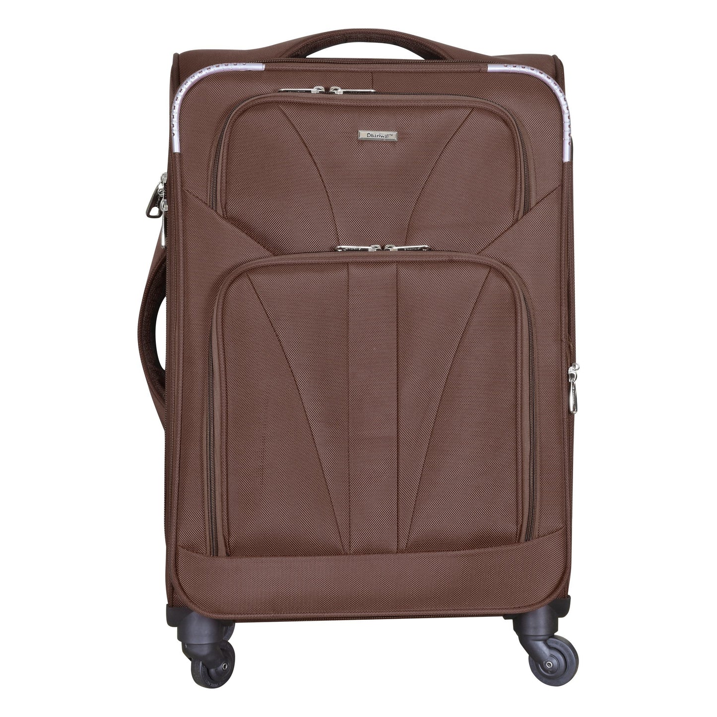Dhariwal Expandable 4W Soft Sided Check-in Trolley Suitcase 24 inch/70 cms 86L SC-808 Suitcases Mohanlal Jain (Dhariwal Bags) Brown 