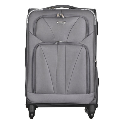 Dhariwal Expandable 4W Soft Sided Check-in Trolley Suitcase 24 inch/70 cms 86L SC-808 Suitcases Mohanlal Jain (Dhariwal Bags) Grey 