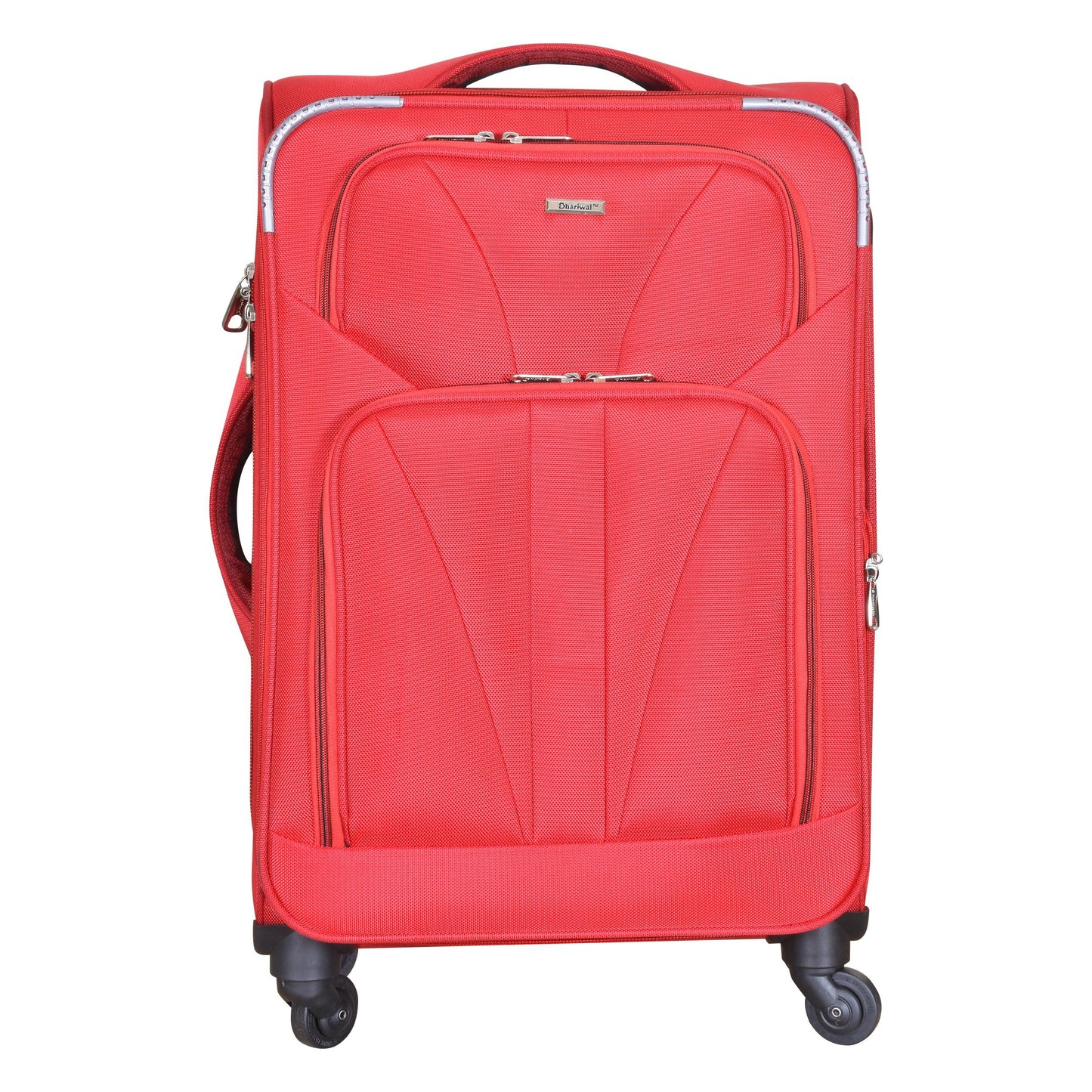 Dhariwal Expandable 4W Soft Sided Check-in Trolley Suitcase 24 inch/70 cms 86L SC-808 Suitcases Mohanlal Jain (Dhariwal Bags) Red 