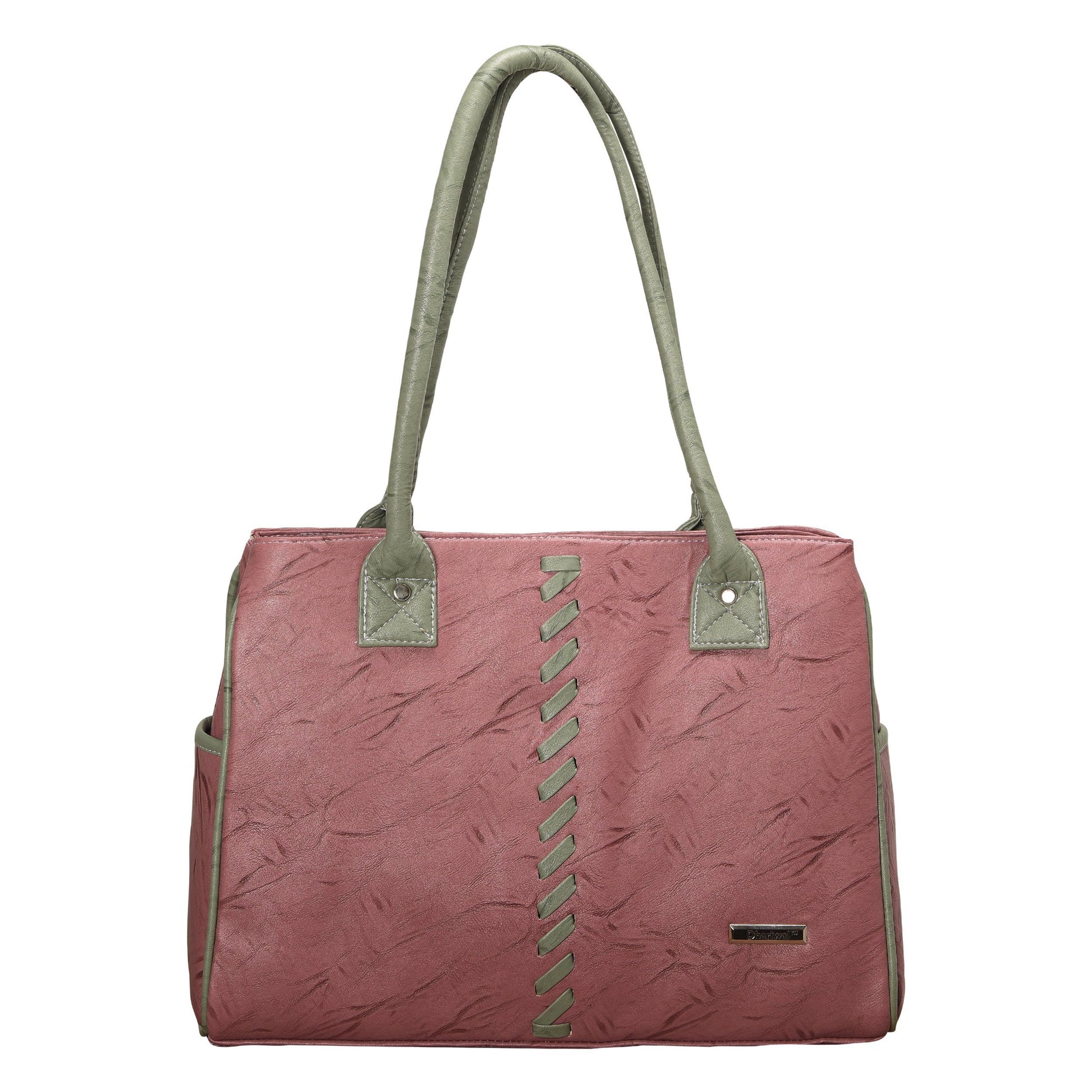 Dhariwal Foam Twin Handle Pink Ladies Handbag for Casual, Outdoor, Party, Kitty, Travel, College, Office, Shopping & Gifting Mohanlal Jain (Dhariwal Bags) 