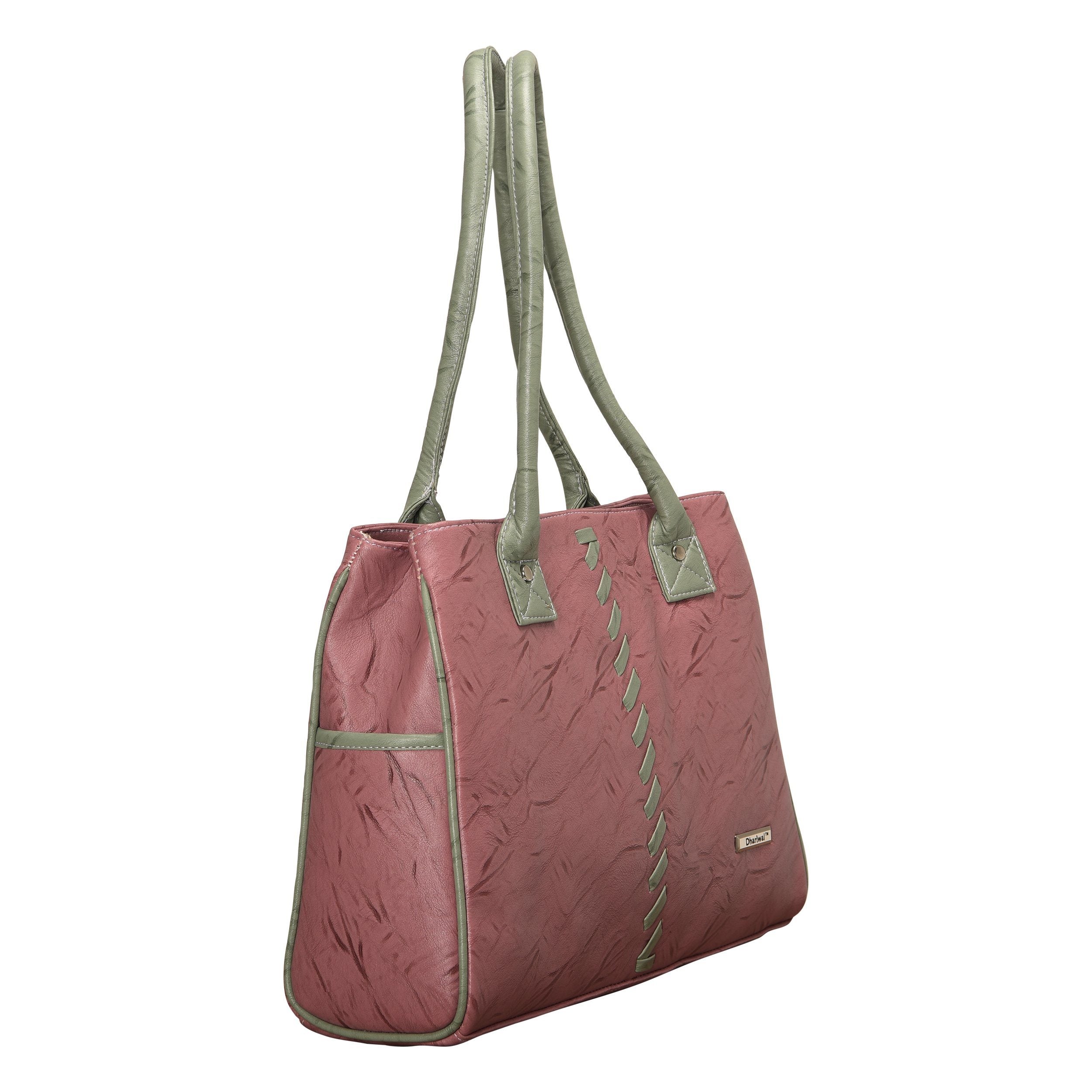 Dhariwal Foam Twin Handle Pink Ladies Handbag for Casual, Outdoor, Party, Kitty, Travel, College, Office, Shopping & Gifting Mohanlal Jain (Dhariwal Bags) 