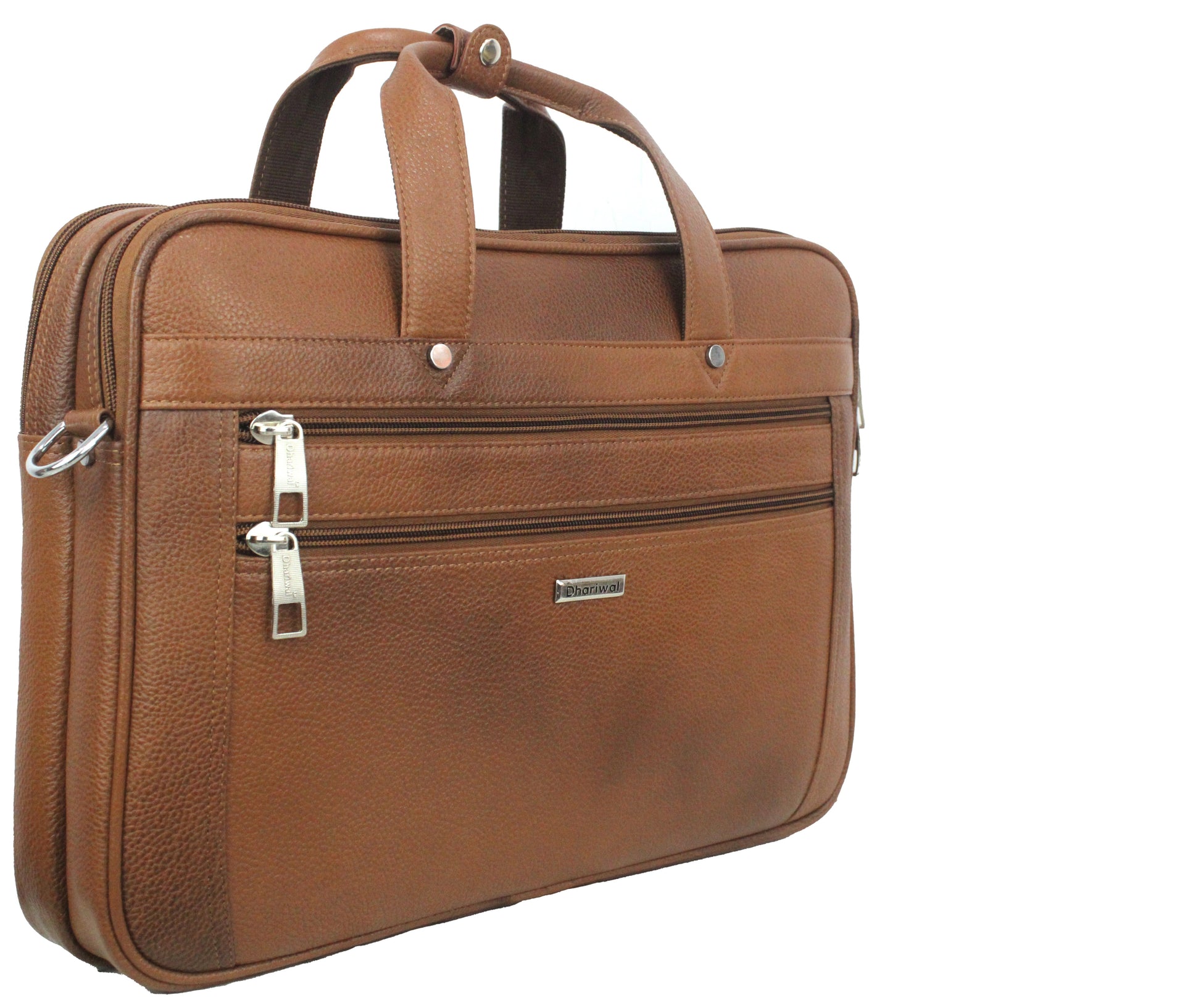 Dhariwal Genuine Leather Laptop Bag File Messenger Bag with Strap upto 15 Inch | Laptop Bag for Men EB-614 Executive Bags Dhariwal Bags Tan 