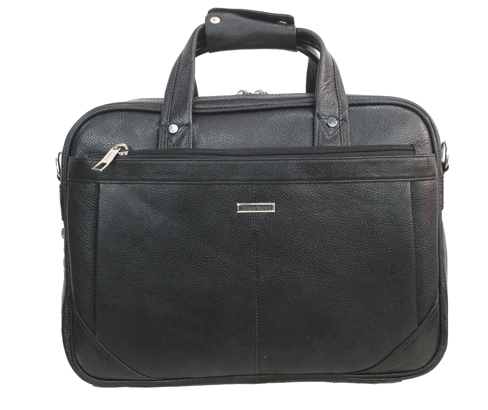 Dhariwal Genuine Leather Laptop Bag File Messenger Bag with Strap upto 15 Inch | Laptop Bag for Men EB-615 Executive Bags Dhariwal Black 