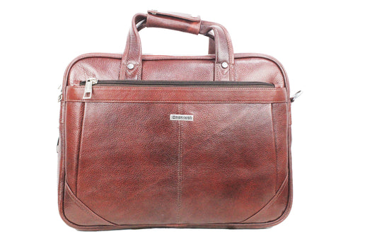 Dhariwal Genuine Leather Laptop Bag File Messenger Bag with Strap upto 15 Inch | Laptop Bag for Men EB-615 Executive Bags Dhariwal Maroon 