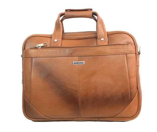 Dhariwal Genuine Leather Laptop Bag File Messenger Bag with Strap upto 15 Inch | Laptop Bag for Men EB-615 Executive Bags Dhariwal Tan 