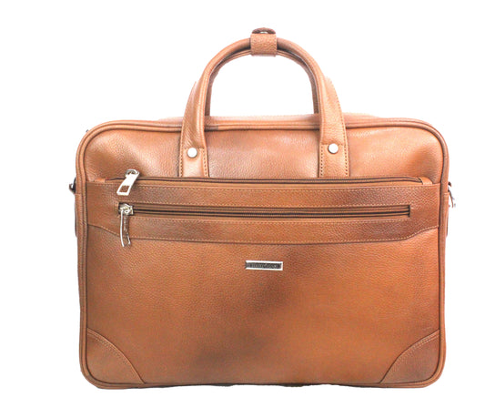 Dhariwal Genuine Leather Laptop Bag File Messenger Bag with Strap upto 16 Inch | Laptop Bag for Men EB-613 Executive Bags Dhariwal Tan 