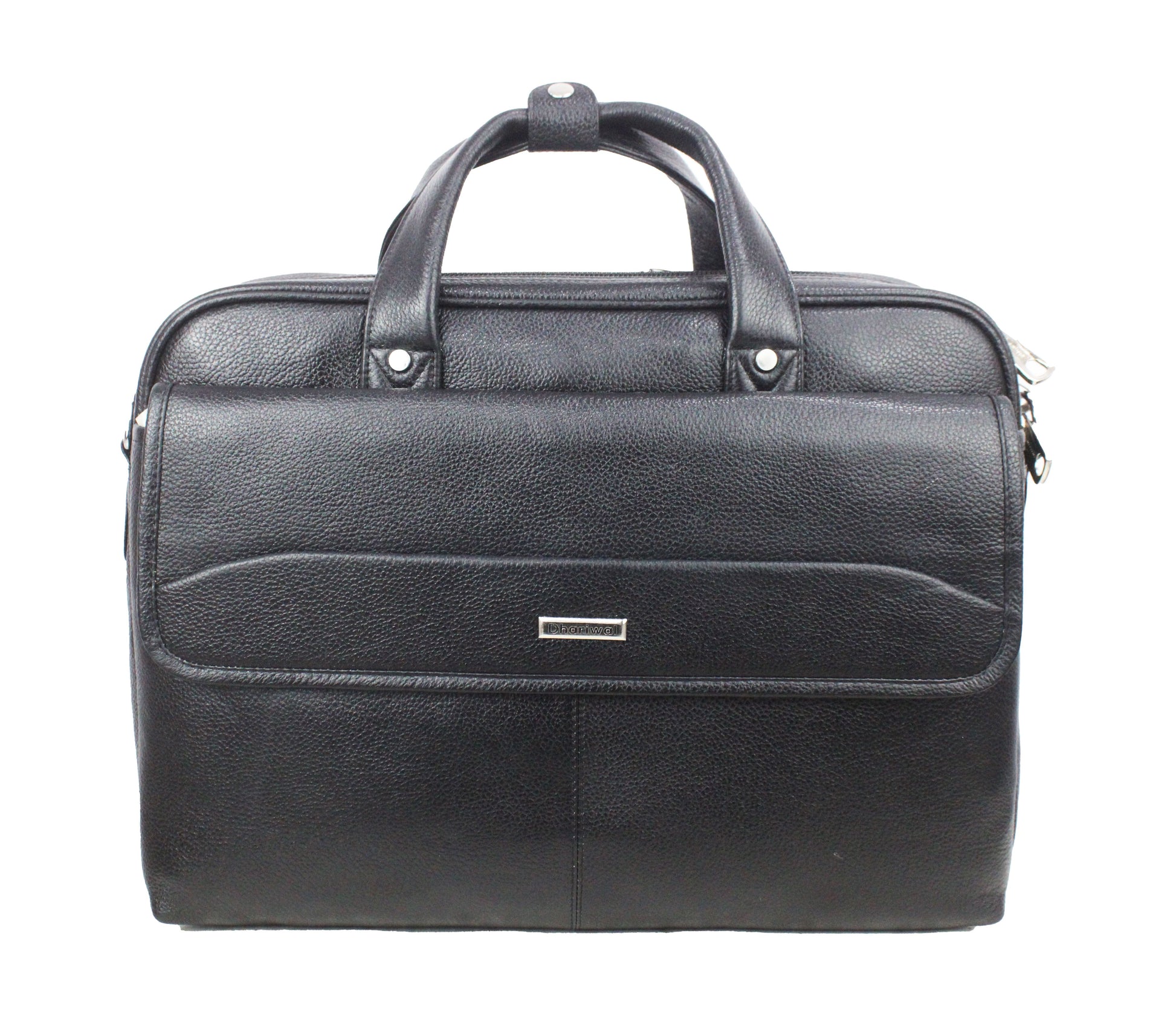 Dhariwal Genuine Leather Laptop Bag File Messenger Bag with Strap upto 17 Inch | Laptop Bag for Men EB-616 Executive Bags Dhariwal Bags Black 