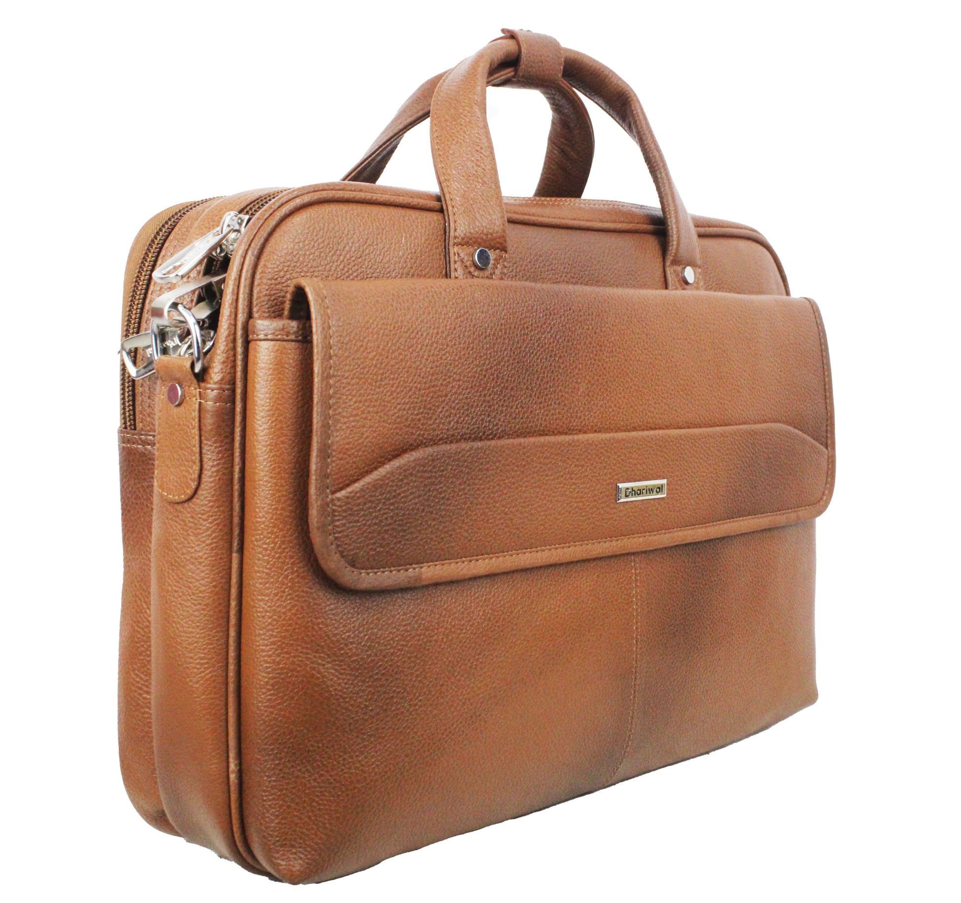 Dhariwal Genuine Leather Laptop Bag File Messenger Bag with Strap upto 17 Inch | Laptop Bag for Men EB-616 Executive Bags Dhariwal Bags Tan 