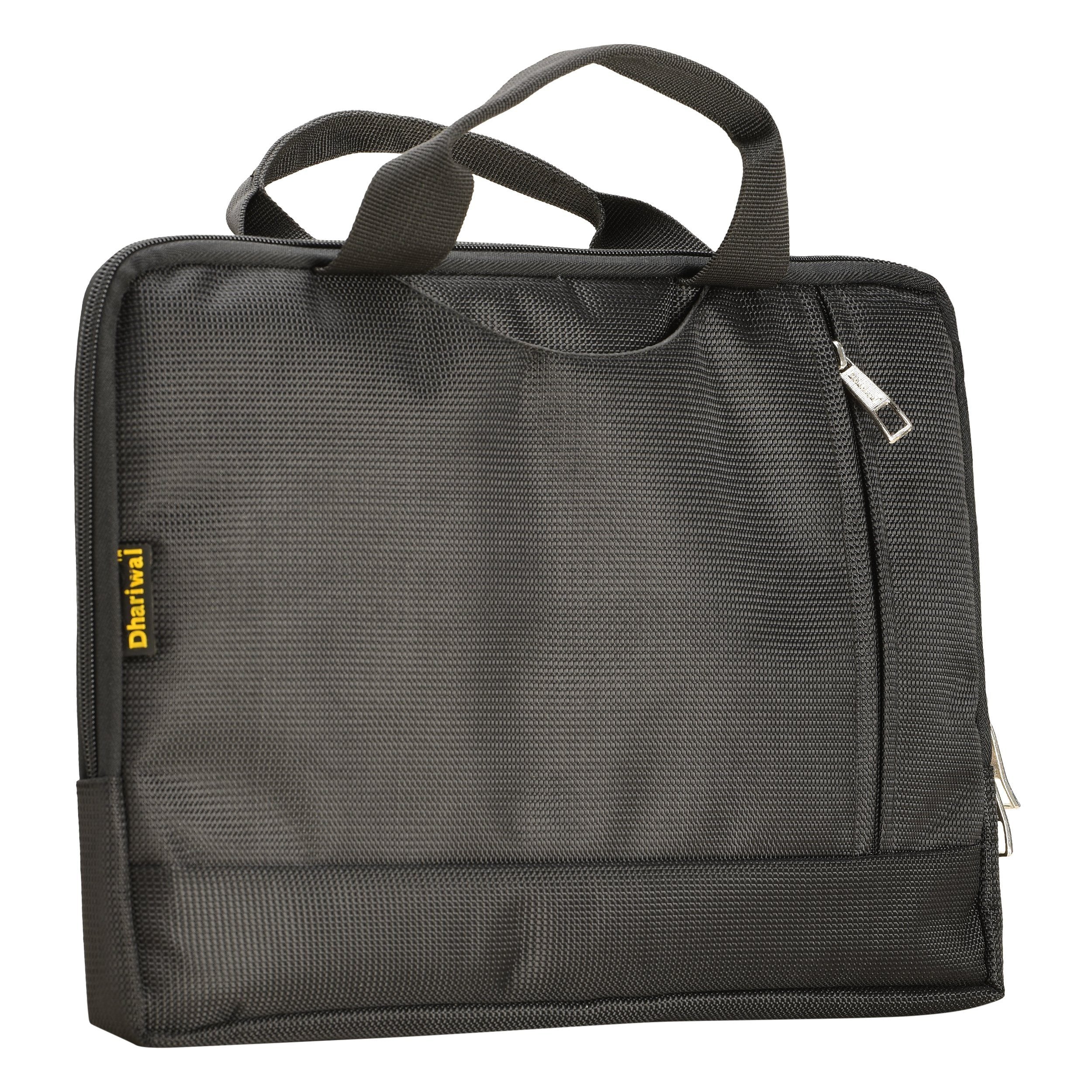 Dhariwal Laptop Bag Sleeve Messenger Bag for Laptop MacBook|Adjustable Strap, Pocket 1680 Matty 13|14|15.6|17.6 inches EB-609 Executive Bags Dhariwal Upto 15.6 inches Black 