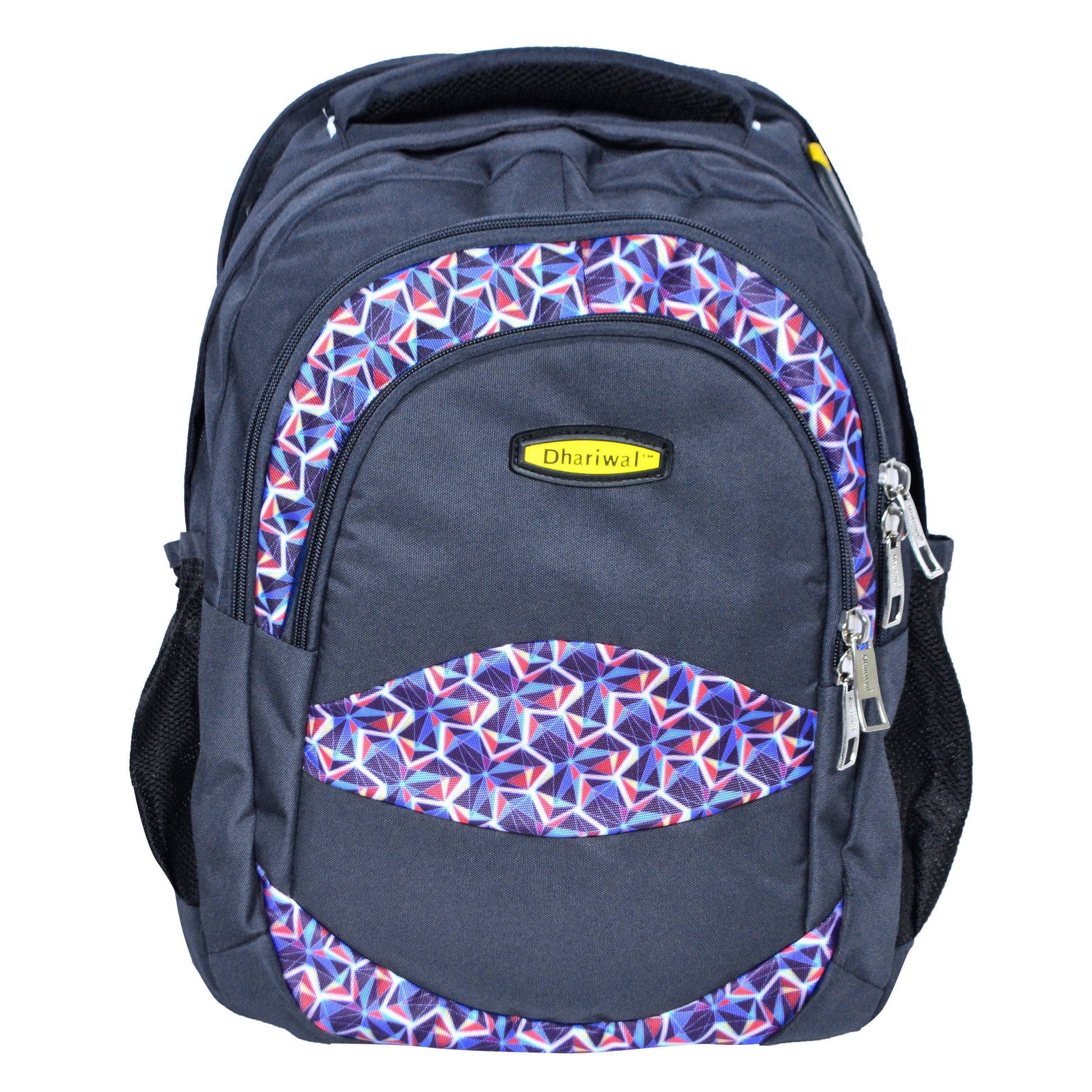 Dhariwal Multi Color Dual Compartment Unisex Printed School BackPack 39L BP-203 School Bags Dhariwal Grey 