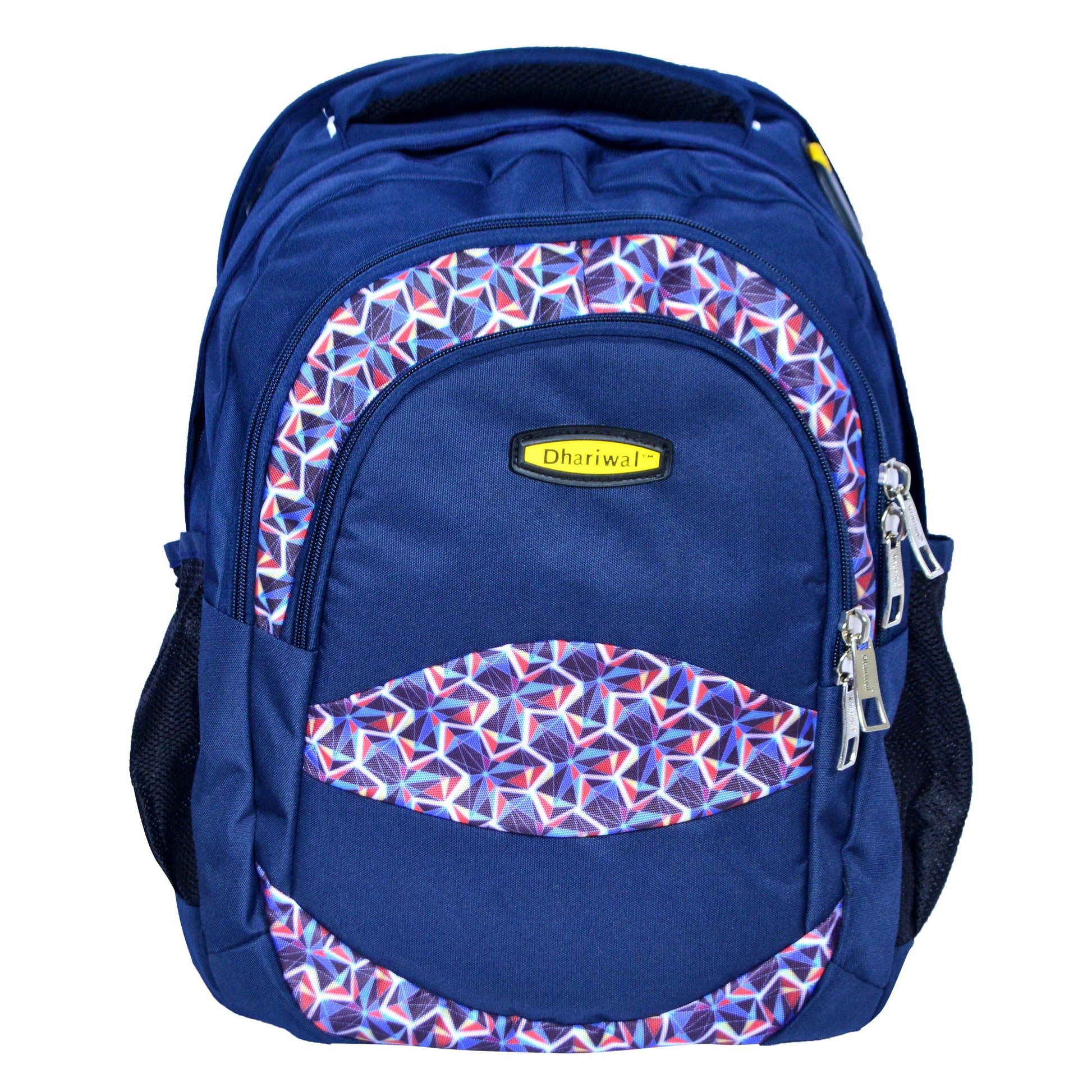Dhariwal Multi Color Dual Compartment Unisex Printed School BackPack 39L BP-203 School Bags Dhariwal Navy Blue 