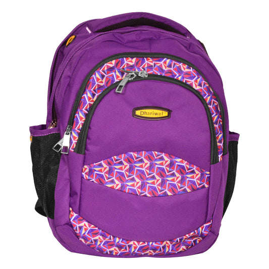 Dhariwal Multi Color Dual Compartment Unisex Printed School BackPack 39L BP-203 School Bags Dhariwal Purple 