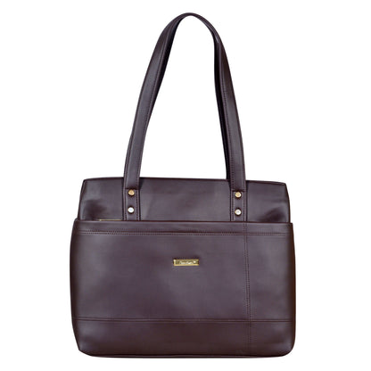 Dhariwal Multi Compartment Twin Handle Ladies Handbag LAD-9901 Ladies Bags Mohanlal Jain (Dhariwal Bags) DARK BROWN 