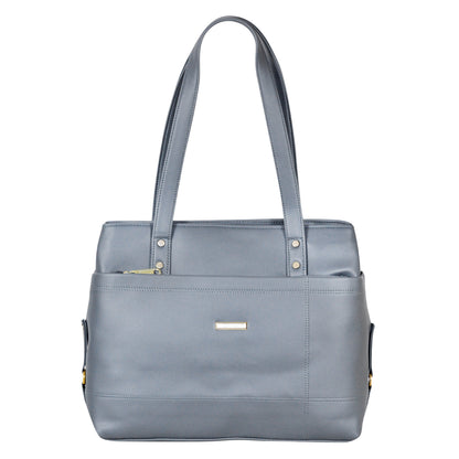 Dhariwal Multi Compartment Twin Handle Ladies Handbag LAD-9901 Ladies Bags Mohanlal Jain (Dhariwal Bags) GREY 