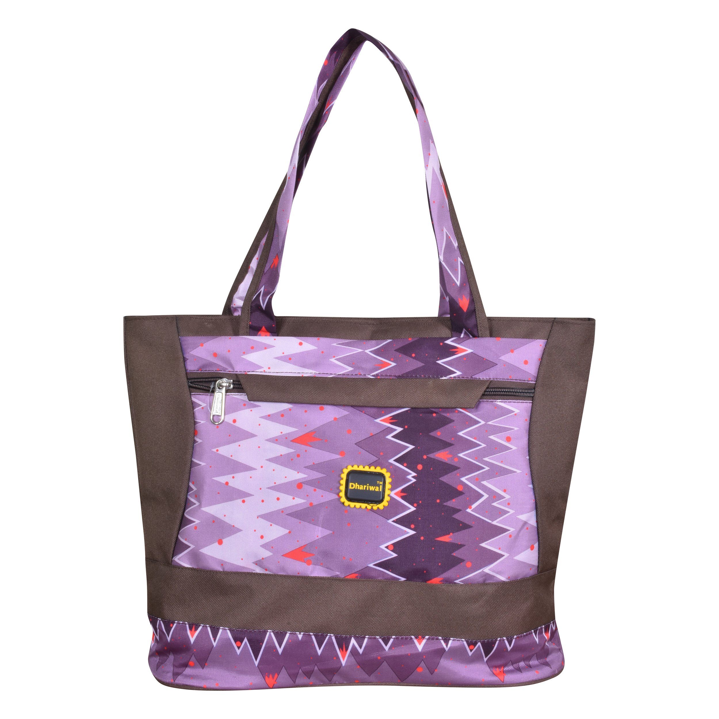 Dhariwal Printed Twin Handle Matty Ladies Shopping Bag, Vanity Bag for Carriage, Travel, Casual,Outdoor - SHB 1402 Shopping Bags Mohanlal Jain (Dhariwal Bags) Brown 