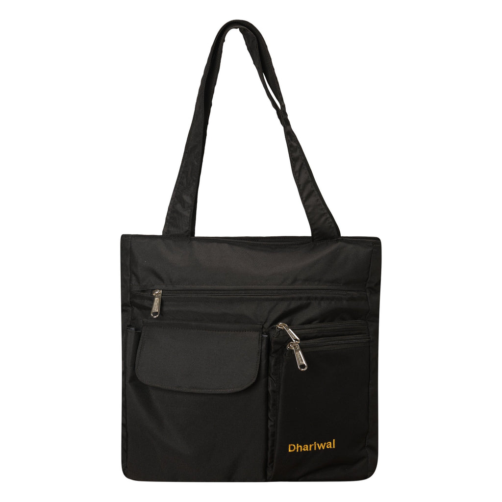 Dhariwal PU Twin Handle Water Resistant Ladies Shopping Bag, Vanity Bag for Carriage, Travel, Casual, Outdoor, Party, Kitty Shopping Bags Mohanlal Jain (Dhariwal Bags) Black 