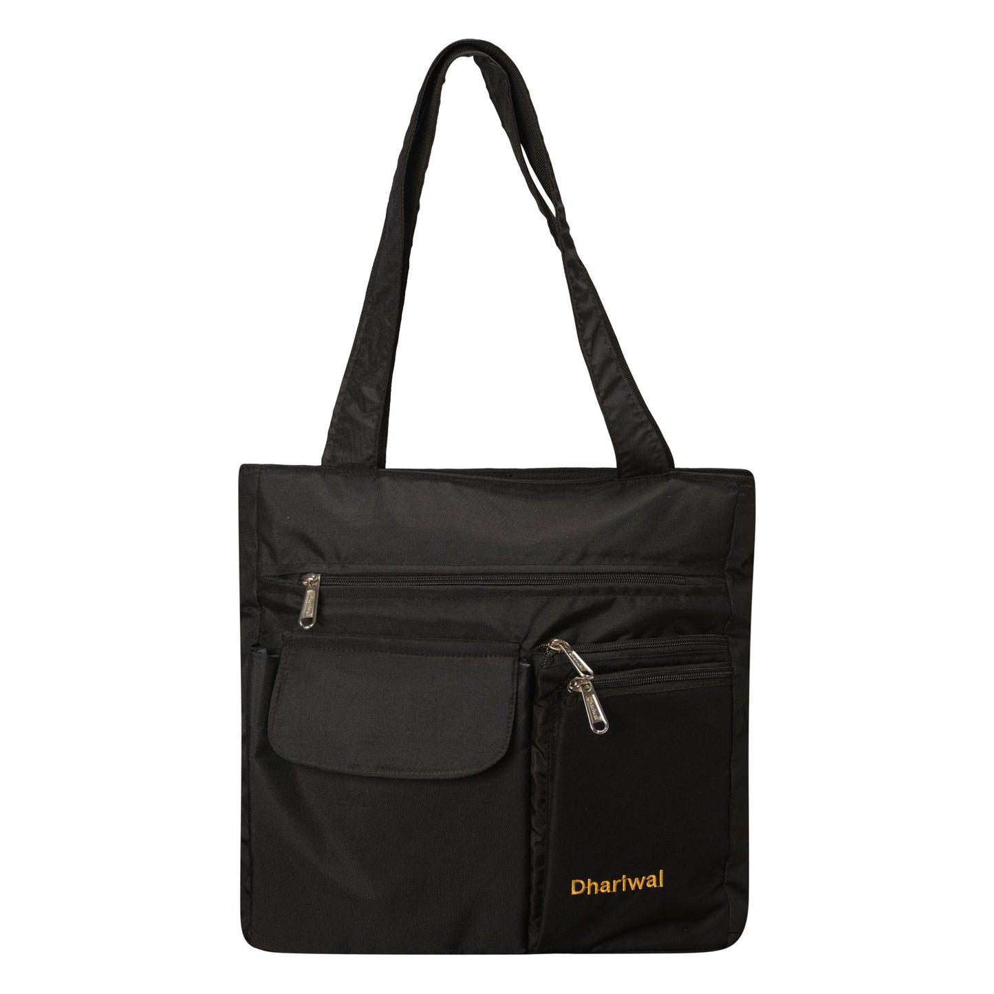 Dhariwal PU Twin Handle Water Resistant Ladies Shopping Bag, Vanity Bag for Carriage, Travel, Casual, Outdoor, Party, Kitty Shopping Bags Mohanlal Jain (Dhariwal Bags) Black 