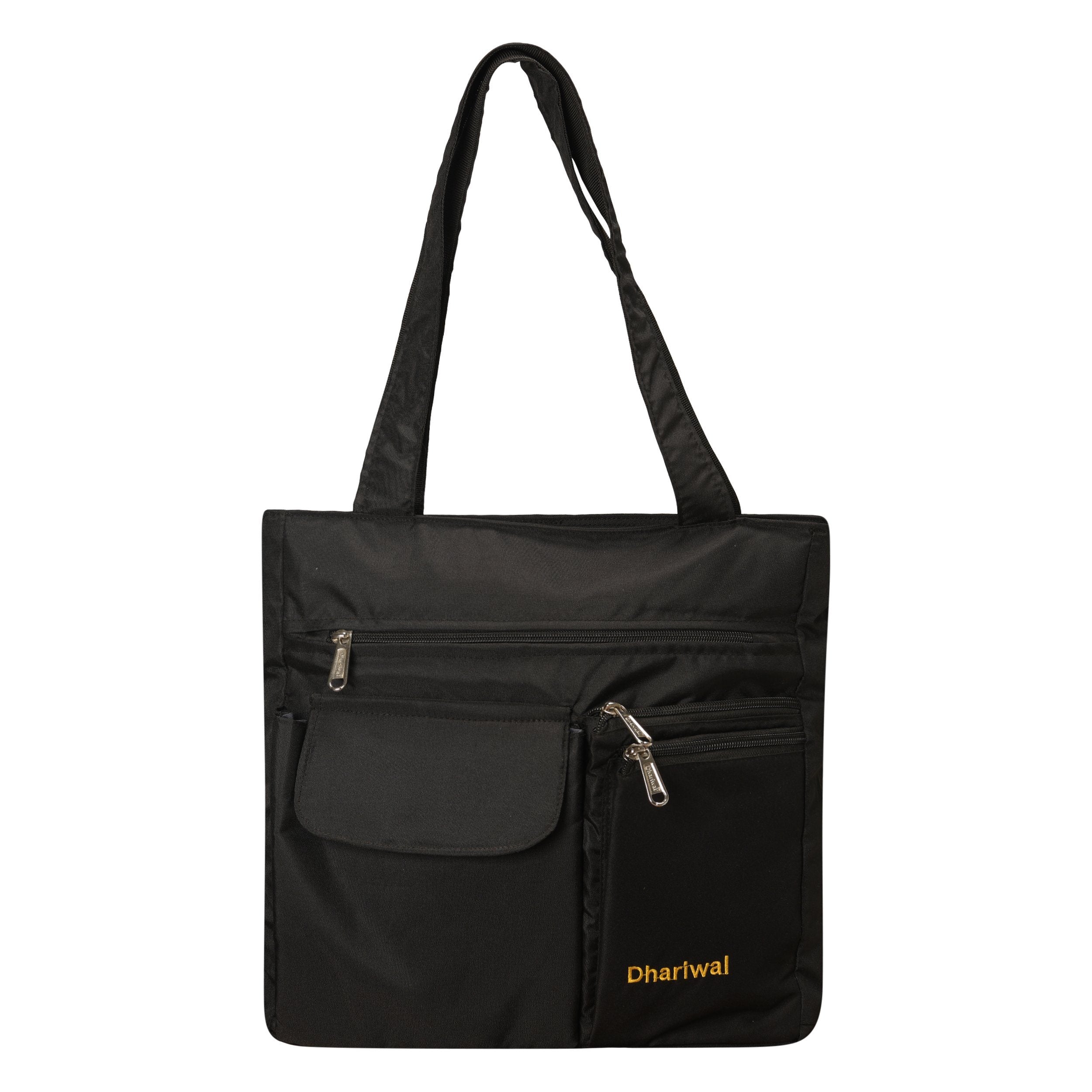 Dhariwal PU Twin Handle Water Resistant Ladies Shopping Bag, Vanity Bag for Carriage, Travel, Casual, Outdoor, Party, Kitty Shopping Bags Mohanlal Jain (Dhariwal Bags) Black 