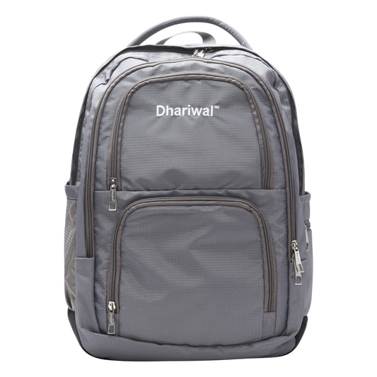 Dhariwal Unisex Dual Compartment Laptop Backpack With Back Air Flow Cushion 34L LB-105 Laptop Bags Mohanlal Jain (Dhariwal Bags) Grey 
