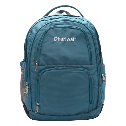 Dhariwal Unisex Dual Compartment Laptop Backpack With Back Air Flow Cushion 34L LB-105 Laptop Bags Mohanlal Jain (Dhariwal Bags) Teal 