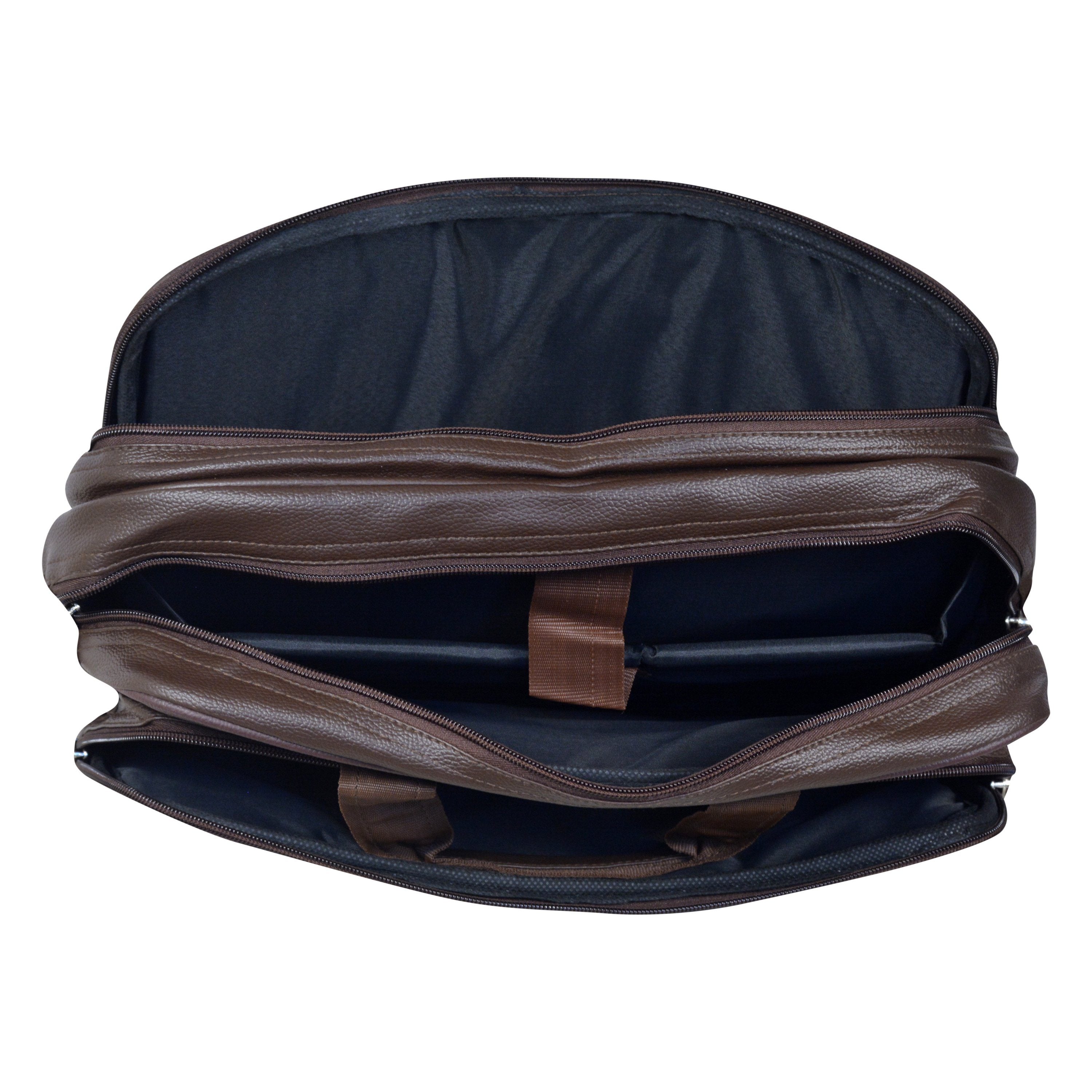 Foam File Messenger Bag 16 Inch Brown Faux Leather Office Bag | Laptop Bag for Men EB-611 Executive Bags Dhariwal 